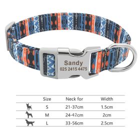 Adjustable Nylon Dog Collar Personalized Dogs Cat ID (Option: 217H1-L)