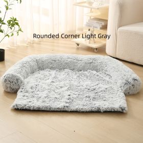 Pet Dog Plush Winter Warm Sofa Cushion (Option: Rounded Corner Light Gray-XL)