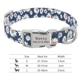 Adjustable Nylon Dog Collar Personalized Dogs Cat ID (Option: 217H5-L)