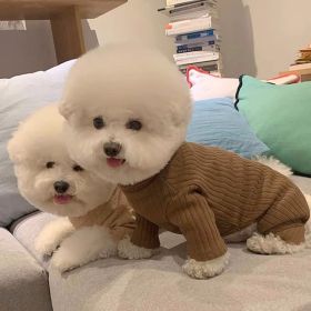 Pet Autumn Four-legged Pet Clothing Dog Bottoming Shirt Teddy Bichon VIP Schnauzer York Summer Small Dog Clothes (Option: Brown Four Legged Base-M)