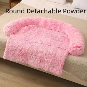 Pet Dog Plush Winter Warm Sofa Cushion (Option: Rounded Rose Pink-S)