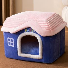 Dog Autumn And Winter Pet Cat Sponge Nest Teddy Closed (Option: Blue Rabbit Castle-S)