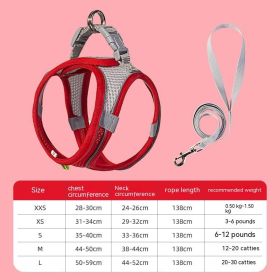 Hand Holding Rope Pet Dog Breast Strap Summer Breathable (Option: Red-XXS)