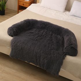 Pet Dog Plush Winter Warm Sofa Cushion (Option: Round Detachable Dark Gray-M)