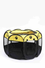 Octagonal Cage Fence Pet Cloth Tent Easy Storage Cat Nest (Option: Yellow-M Code)