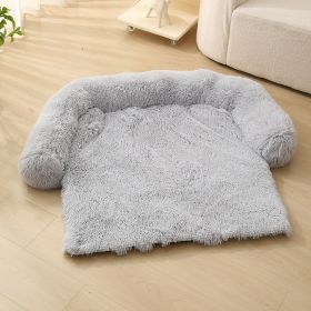 Pet Dog Plush Winter Warm Sofa Cushion (Option: Round Detachable Light Gray-S)