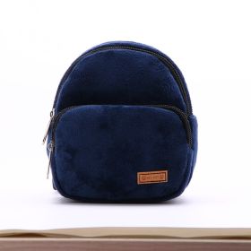 Flannel Cat Dog Portable Backpack For Snacks (Color: Navy Blue)