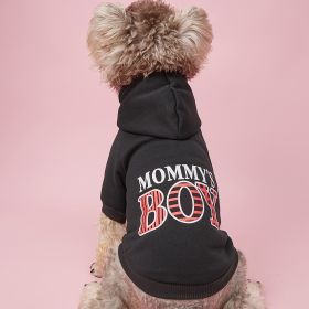 Pet Hoodie For Small & Medium Dogs; "Mommy's Boy" Pattern Dog Hoodie; Winter Pet Apparel (Color: ROYAL BLUE, size: M)