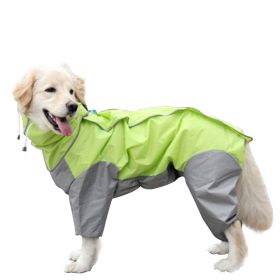 A Raincoat for all small and large dogs; Pet raincoat Medium large dog Golden hair Samo Alaska waterproof four foot raincoat Dog hooded raincoat (colour: Lemon yellow, size: 14)