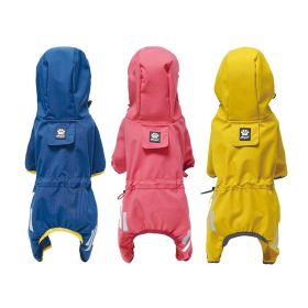 Small dog raincoat; body full surrounding; waterproof poncho pet clothes; with tow holes in the back (colour: turmeric, size: XL (recommended weight 9-12 jin))