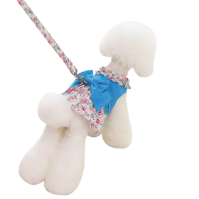 Dog Dress Bowknot Floral Dress Cute Rosette Dog Sundress Dog Princess Dresses (Color: Blue, size: M)