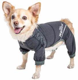 Dog Helios 'Namastail' Lightweight 4-Way Stretch Breathable Full Bodied Performance Yoga Dog Hoodie Tracksuit (Color: black, size: X-Small)