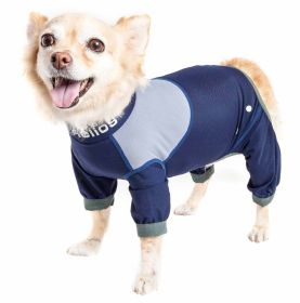 Dog Helios 'Tail Runner' Lightweight 4-Way-Stretch Breathable Full Bodied Performance Dog Track Suit (Color: Blue, size: large)