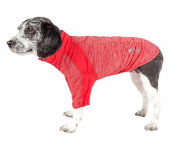 Pet Life Active 'Chewitt Wagassy' 4-Way Stretch Performance Long Sleeve Dog T-Shirt (Color: Red, size: X-Large)