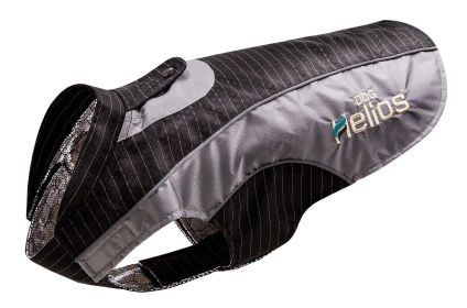 Dog Helios 'Reflecta-Bolt' Sporty Performance Tri-Velcro Waterproof Pet Dog Coat Jacket W/ Blackshark Technology (Color: Black / Grey, size: medium)