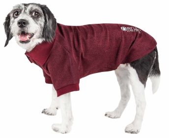 Pet Life Active 'Fur-Flexed' Relax-Stretch Wick-Proof Performance Dog Polo T-Shirt (Color: Burgundy, size: medium)