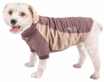 Pet Life Active 'Barko Pawlo' Relax-Stretch Wick-Proof Performance Dog Polo T-Shirt (Color: brown, size: X-Small)