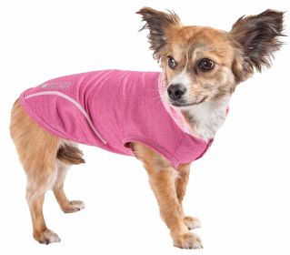 Pet Life Active 'Pull-Rover' Premium 4-Way Stretch Two-Toned Performance Sleeveless Dog T-Shirt Tank Top Hoodie (Color: Pink, size: small)