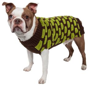 Fashion Weaved Heavy Knit Designer Ribbed Turtle Neck Dog Sweater (size: small)