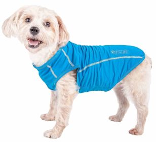 Pet Life Active 'Racerbark' 4-Way Stretch Performance Active Dog Tank Top T-Shirt (Color: Blue, size: X-Small)