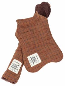 Touchdog 2-In-1 Windowpane Plaided Dog Jacket With Matching Reversible Dog Mat (Color: brown, size: small)