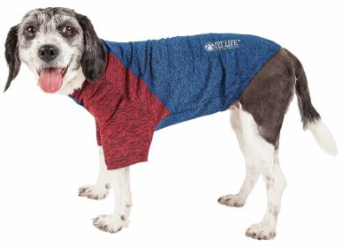 Pet Life Active 'Hybreed' 4-Way Stretch Two-Toned Performance Dog T-Shirt (Color: Blue, size: large)