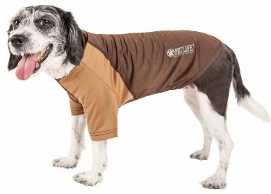 Pet Life Active 'Hybreed' 4-Way Stretch Two-Toned Performance Dog T-Shirt (Color: brown, size: large)