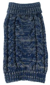 Classic True Blue Heavy Cable Knitted Ribbed Fashion Dog Sweater (size: large)