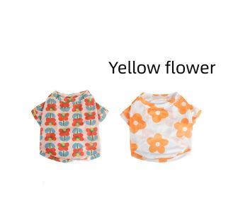 Summer Mesh Pet Sun Protection Clothing (Option: Yellow Floret-L)