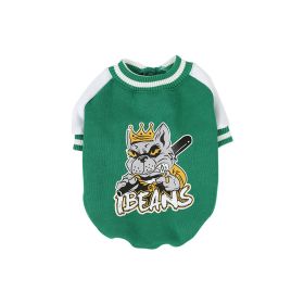 Fleece-lined Warm Baseball Shirt Pet Clothes (Option: Green-S)