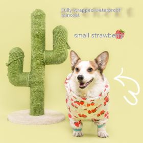 Short Leg Captain Golden Retriever Corgi Fully Wrapped Waterproof Raincoat Four-legged Dog Clothes (Option: Strawberry-3L)