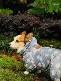 Short Leg Captain Golden Retriever Corgi Fully Wrapped Waterproof Raincoat Four-legged Dog Clothes (Option: Polar Bear Velvet-2L)