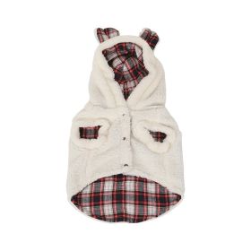 Winter Fleece-lined Pet Clothes (Option: White Red Plaid-L)